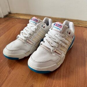 Vintage ORIGINAL 90s K-SWISS White Sneakers with Blue Soles (8)